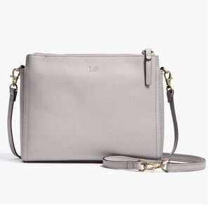 Lo & Sons Pearl Saffiano Leather Silver Gray Crossbody Versatile Bag NWOT